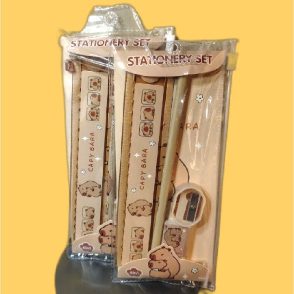 2-Pack Capybara Stationery Set Kawaii School Supplies Cute Pencil Eraser Ruler